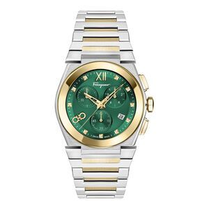 Ferragamo Vega Chrono Bracelet Watch Two Tone Mens